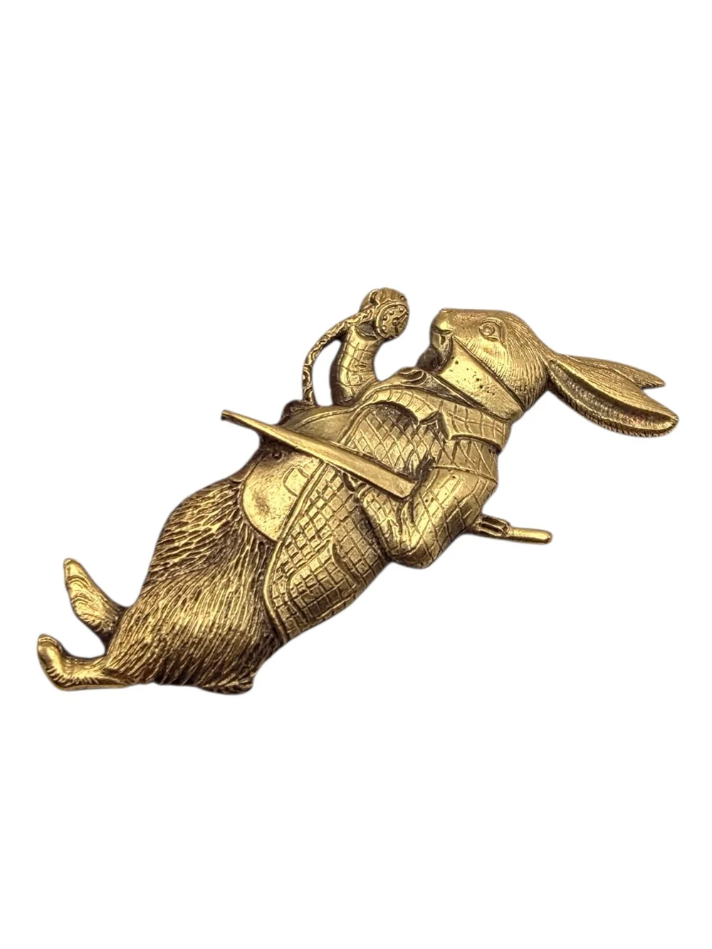 Vintage 1991 C&G AIC White Rabbit Alice In Wonderland Brooch Pin Gold Tone *RARE